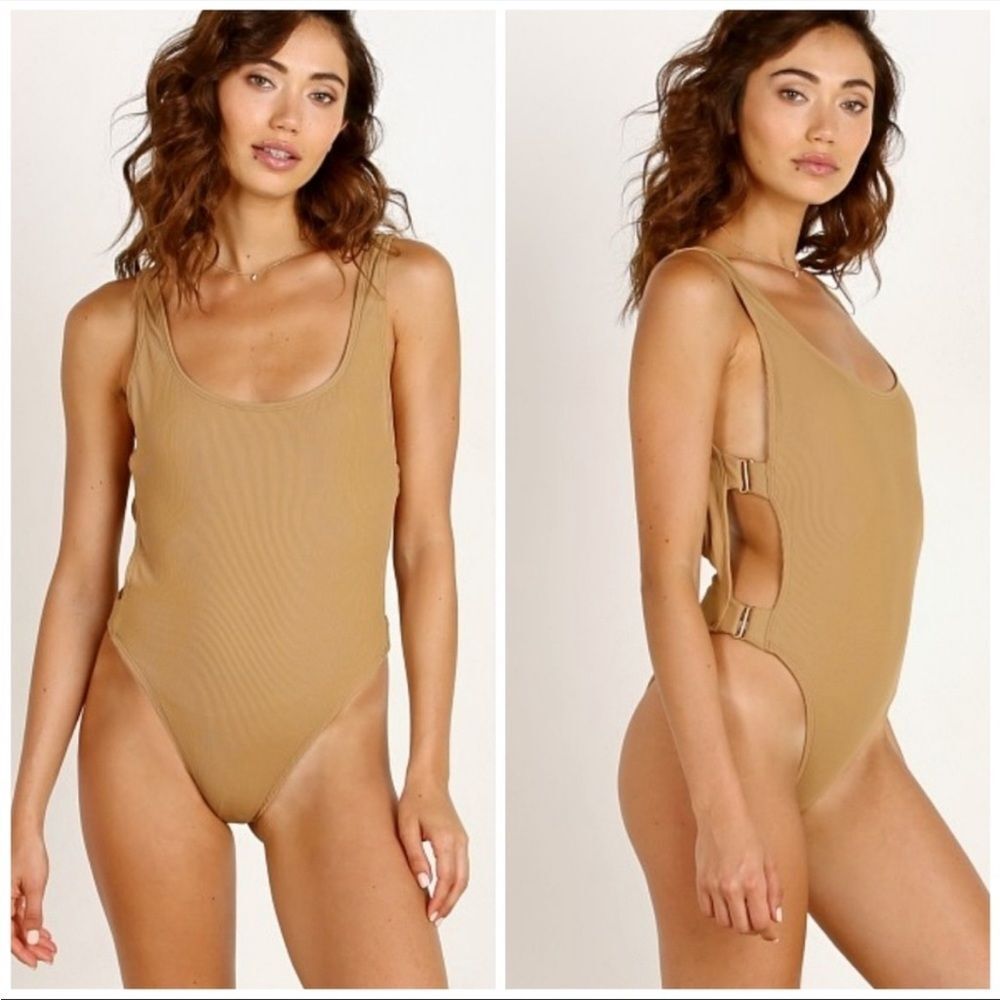NEW LSpace Mayra One Piece Swimsuit Cutout Tan Size 8